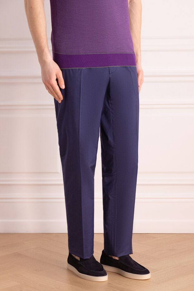 Stefano Ricci blue cotton joggers with pleats and drawstring 177139 - photo 3