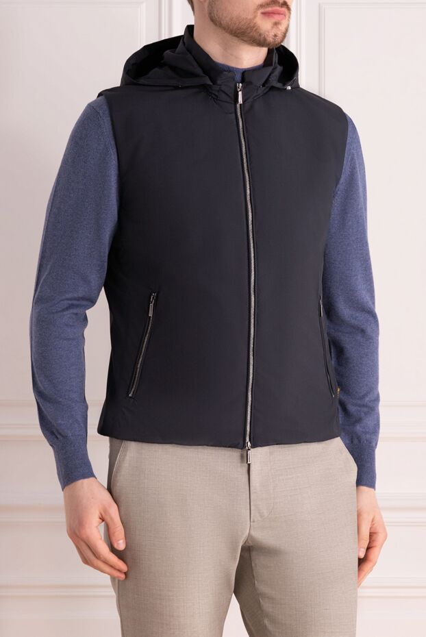 Moorer blue vest with a hood and zipper 177151 - photo 3