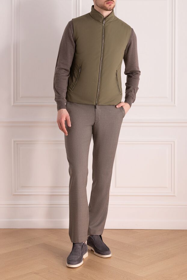 Moorer a men's olive green vest with a modern, minimalist silhouette. 177161 - photo 3