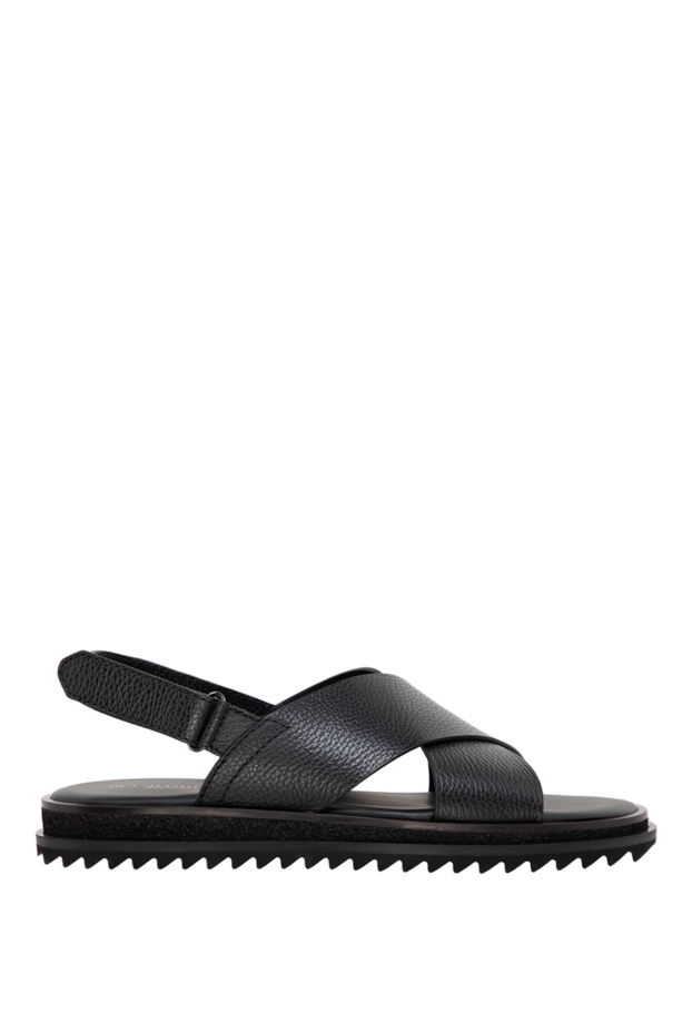 Barrett black leather sandals with a wide fit and a textured sole 177180 - photo 1
