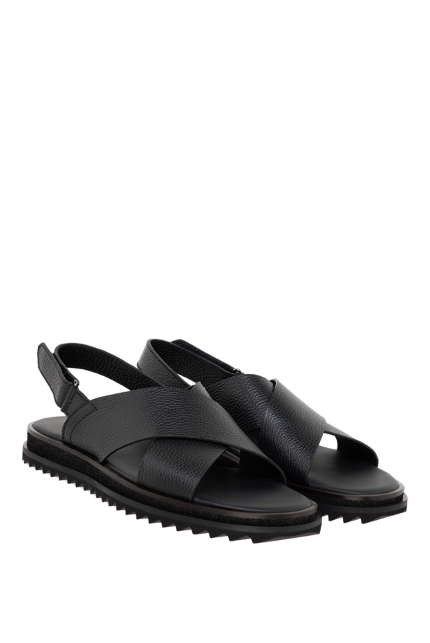 Barrett black leather sandals with a wide fit and a textured sole 177180 - photo 3