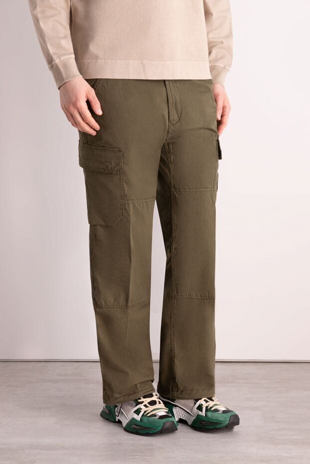 Stone Island men's cotton khaki cargo pants with patch pockets 177279 - photo 3