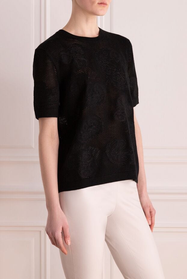 Max&Moi black knitted top made of cashmere silk and wool with a textured pattern 177323 - photo 3