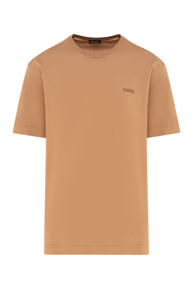 Ermenegildo Zegna men's cotton t-shirt in a caramel color with chest embroidery (markdown) 196992 - photo 1