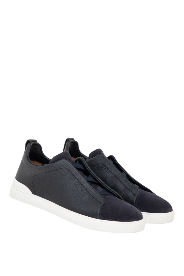 Ermenegildo Zegna leather sneakers with suede toe and white sole 177339 - photo 3