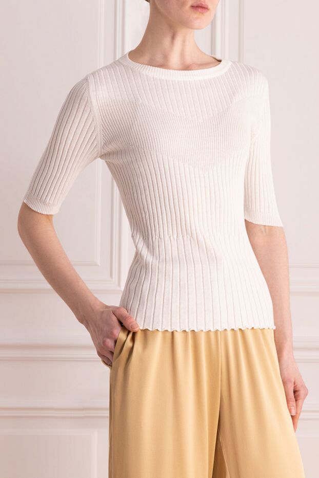 Panicale silk and cotton jumper for women white 177341 - photo 3
