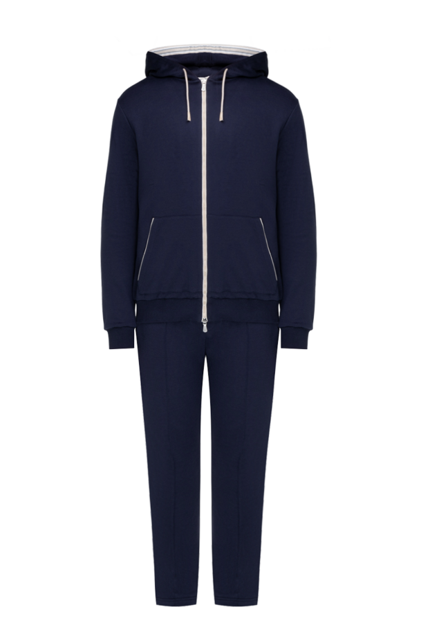 Eleventy men's blue cotton and polyamide walking suit with a hood 177508 - photo 1