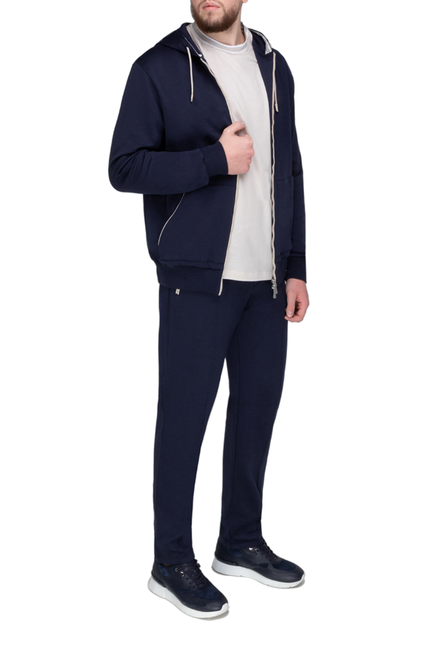 Eleventy men's blue cotton and polyamide walking suit with a hood 177508 - photo 2