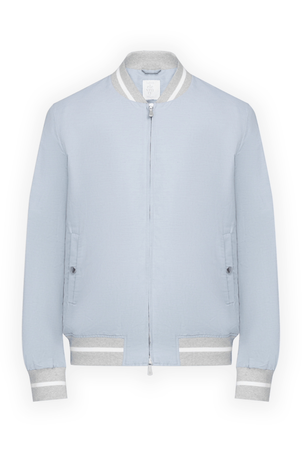 Men's light blue bomber jacket with grey and white stripes - photo 1