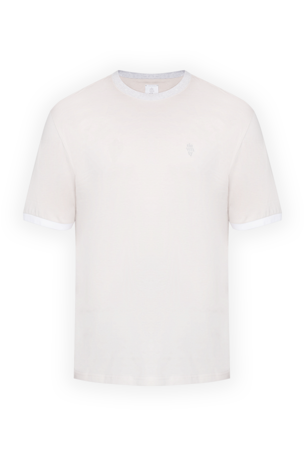 Eleventy men's beige cotton t-shirt with contrasting piping 177537 - photo 1