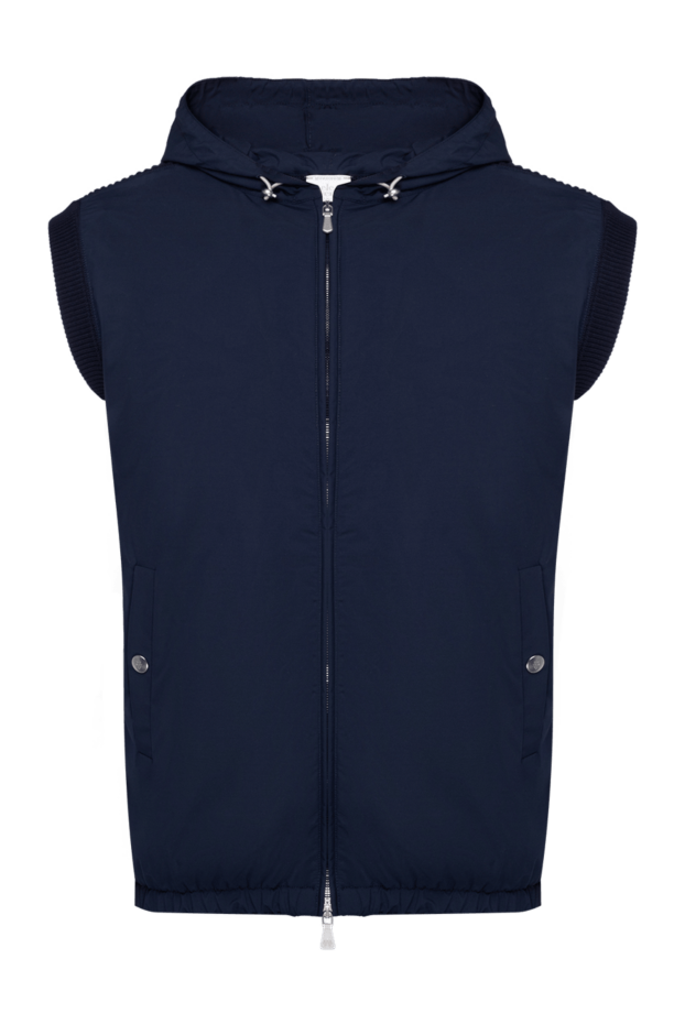 Eleventy men's blue linen and polyamide vest 177539 - photo 1