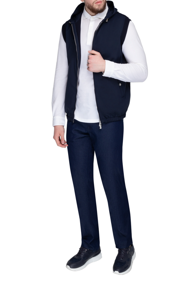 Eleventy men's blue linen and polyamide vest 177539 - photo 2