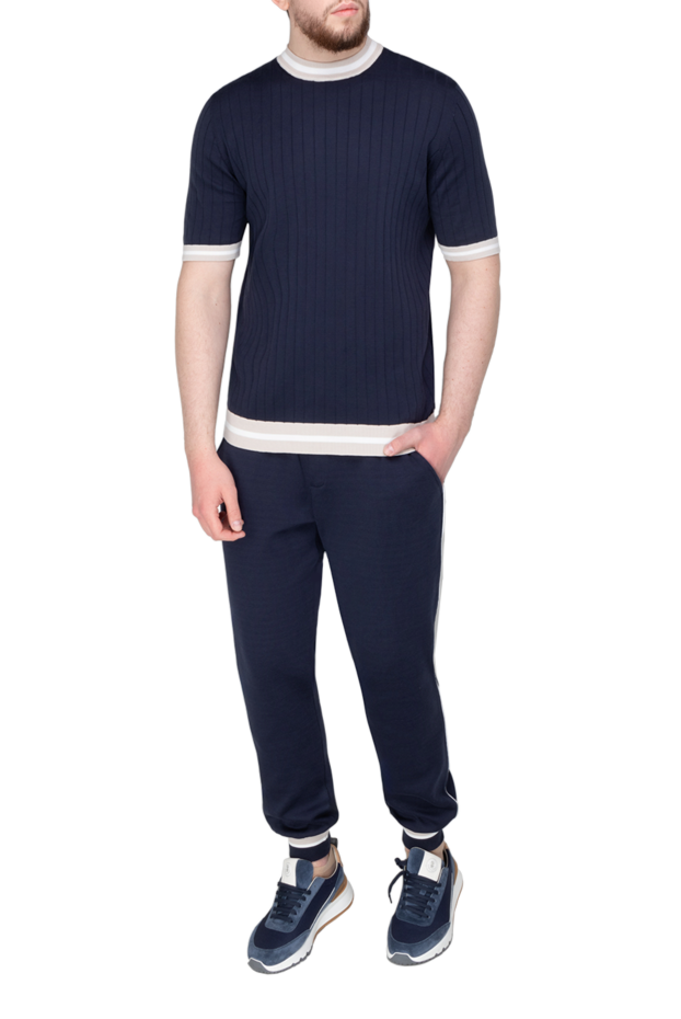 Eleventy cotton short sleeve jumper for men blue 177545 - photo 2