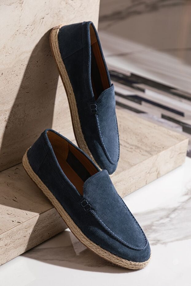 Doucal`s deep blue nubuck loafers on a jute base 177590 - photo 2