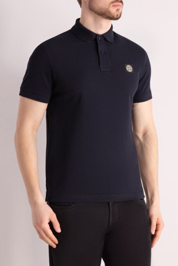 Stone Island classic blue men's cotton polo shirt with logo 177609 - photo 3