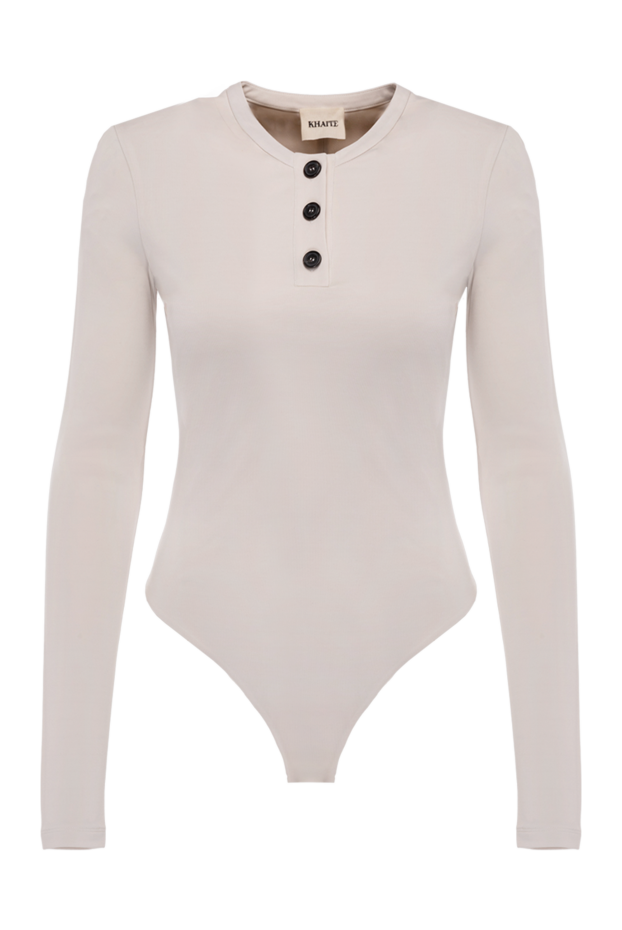 Khaite light-colored bodysuit made of soft viscose with long sleeves and contrast buttons 177637 - photo 1