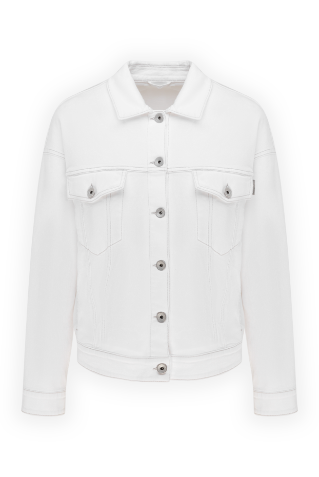 Brunello Cucinelli denim jacket made of cotton and elastane for women white 177695 - photo 1