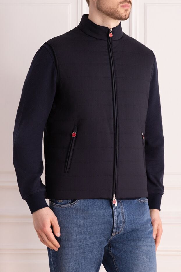 Kiton dark blue quilted vest with a zip and a stand-up collar 177714 - photo 3