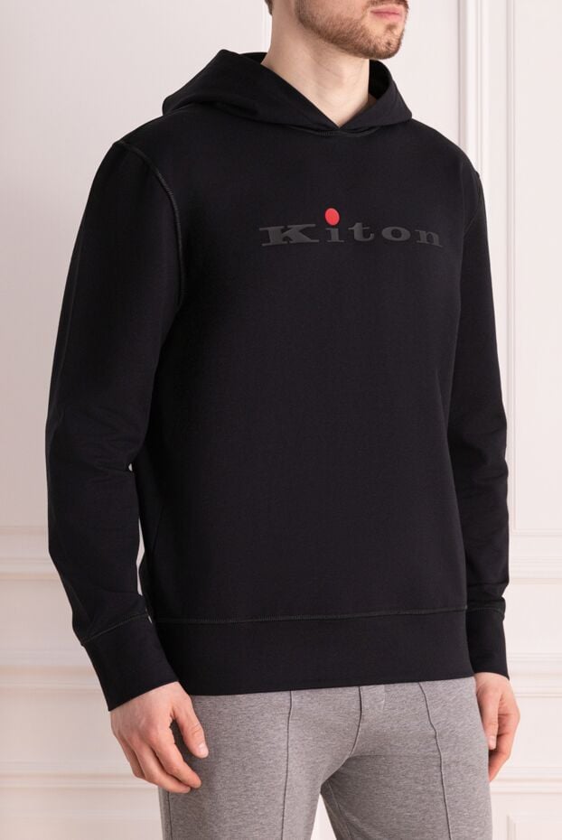 Kiton худі з бавовни та еластану чоловіче чорне 177725 - фото 3