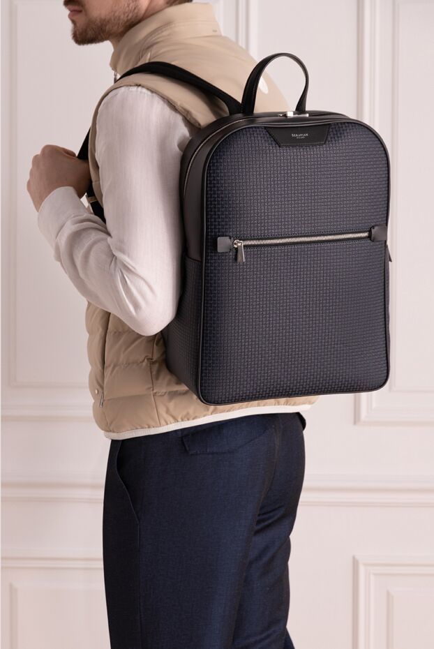 Serapian man backpack made of genuine leather, men's blue buy with prices and photos 177738 - photo 2