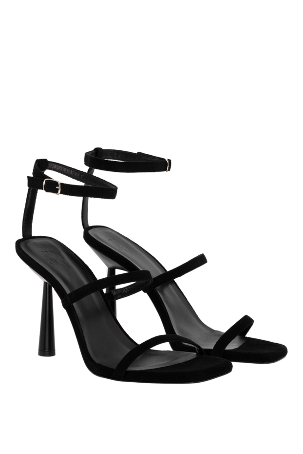 Gia Borghini women's black velvet sandals with a thin heel 177782 - photo 3