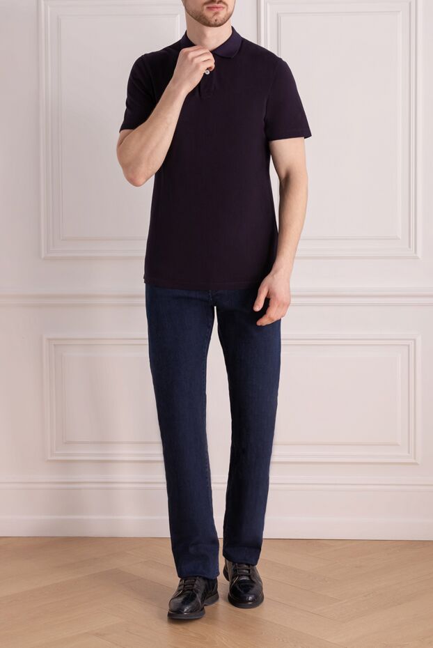 Jacob Cohen dark blue men's jeans with soft abrasions and a straight cut 177837 - photo 2
