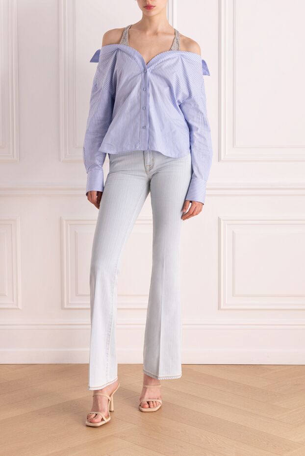 Jacob Cohen women's light blue jeans with a slight flare and textured pattern 177838 - photo 2