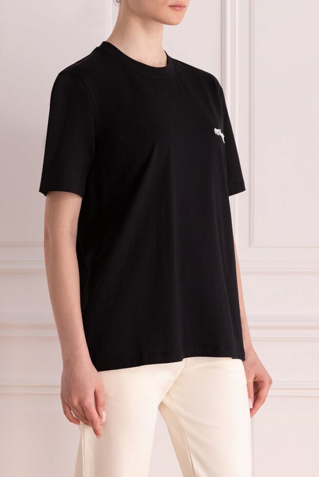 MSGM black cotton t-shirt with small white logo 177865 - photo 3