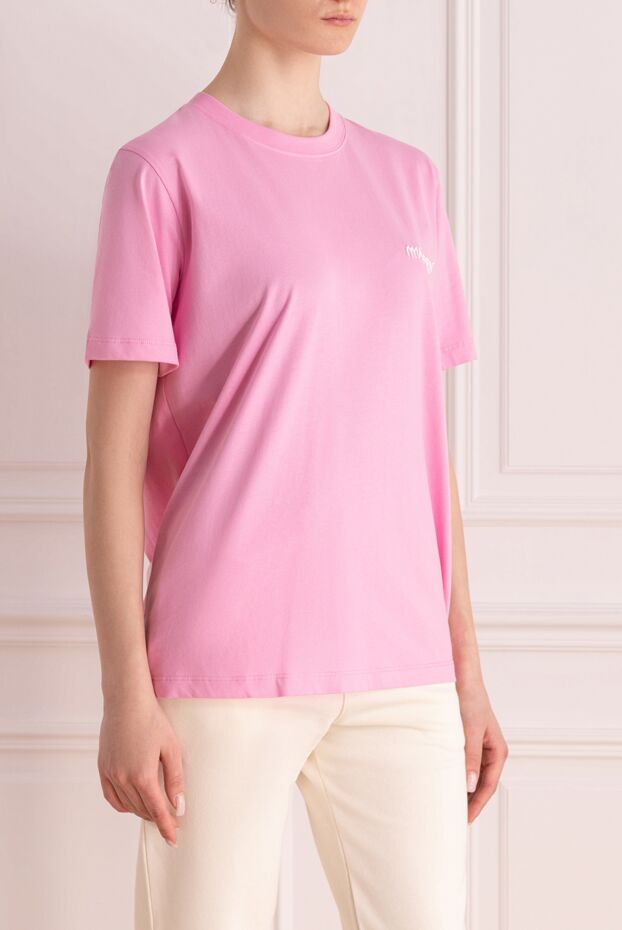 MSGM pink cotton straight fit t-shirt with mini logo 177867 - photo 3