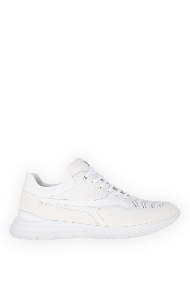 Stefano Ricci men's white sneakers made of genuine leather with mesh inserts 177884 - photo 1