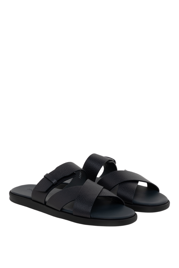 Doucal`s black men's grained leather crossover slip-ons 177930 - photo 3