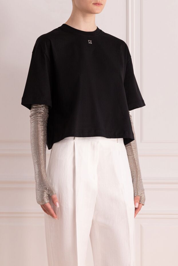 Giuseppe Di Morabito black cropped loose fit t-shirt with small print 177946 - photo 3