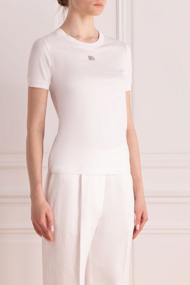 Dolce & Gabbana a basic women's cotton tee with a crystal dg logo accent. 177955 - photo 3