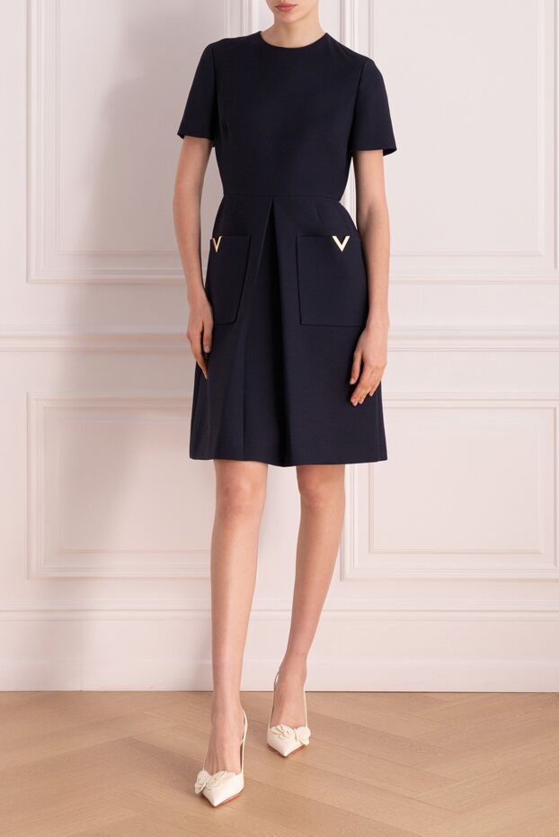 Valentino woman women's black wool and silk dress buy with prices and photos 178038 - photo 2