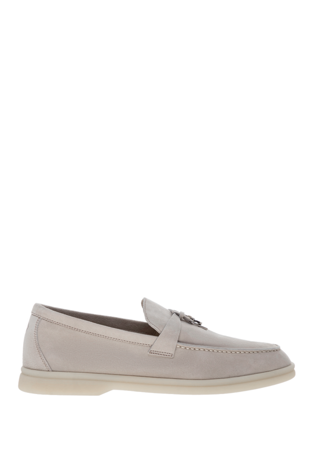 Loro Piana gray women's suede loafers with a white sole 178051 - photo 1