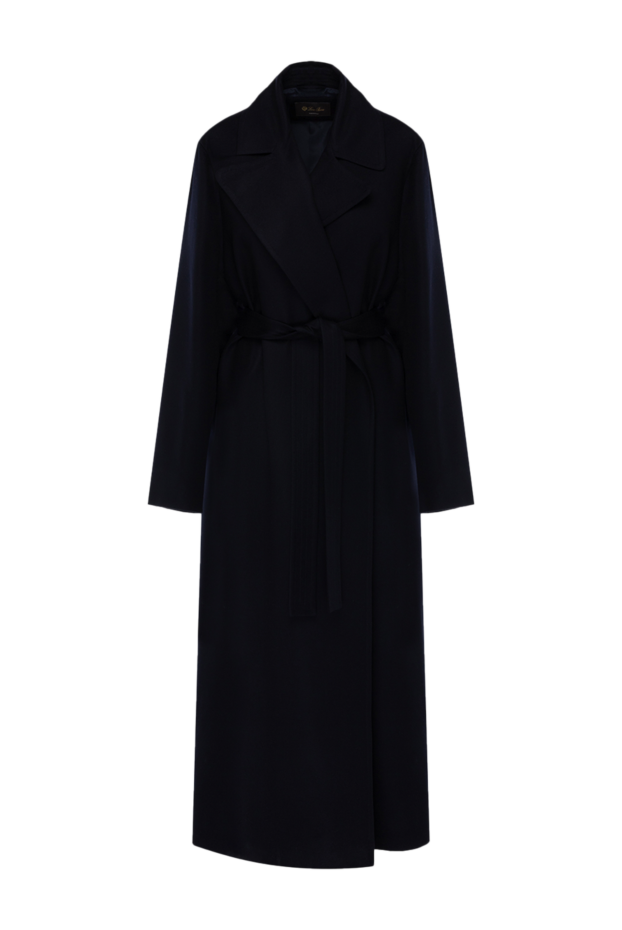 Пальто из кашемира и шелка женское синее - фото 1