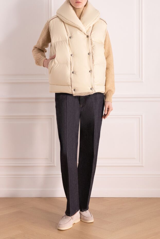 Loro Piana reversible cashmere and silk vest for women beige 178066 - photo 3