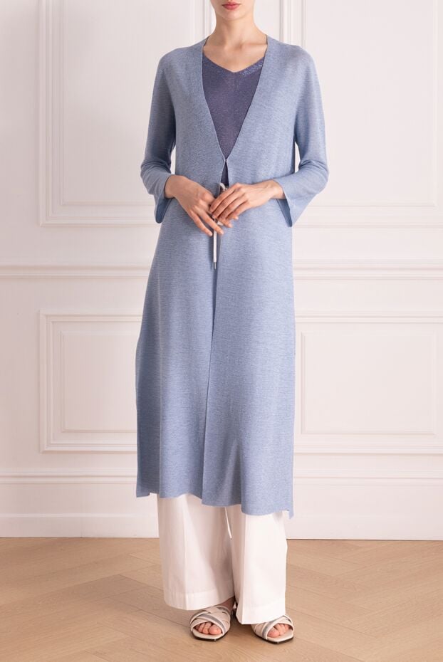 D.Exterior cardigan made of viscose and polyester for women blue 178128 - photo 2
