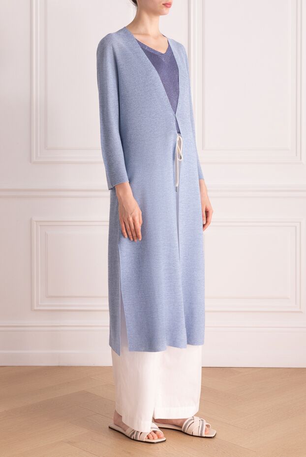 D.Exterior cardigan made of viscose and polyester for women blue 178128 - photo 3