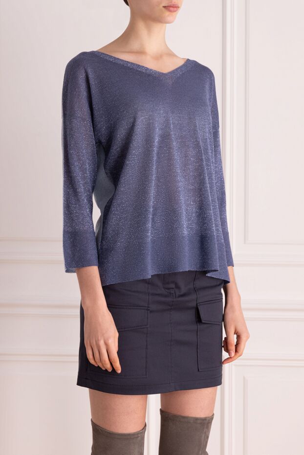 D.Exterior blue viscose and polyester blouse for women 178133 - photo 3