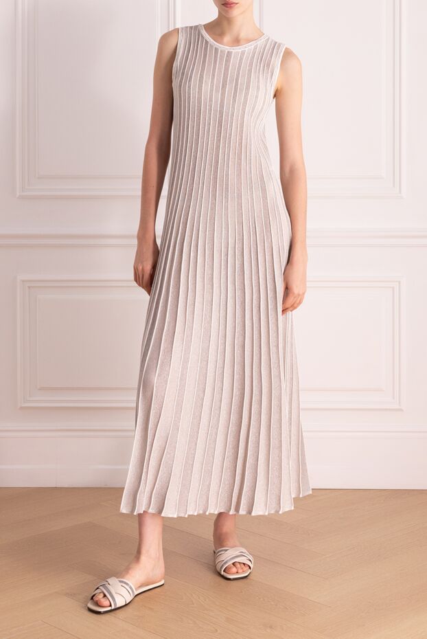 D.Exterior beige loose-fitting pleated sleeveless dress 178139 - photo 2