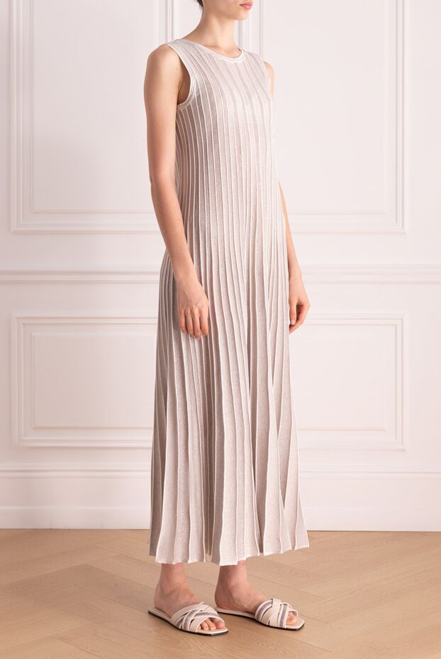 D.Exterior beige loose-fitting pleated sleeveless dress 178139 - photo 3