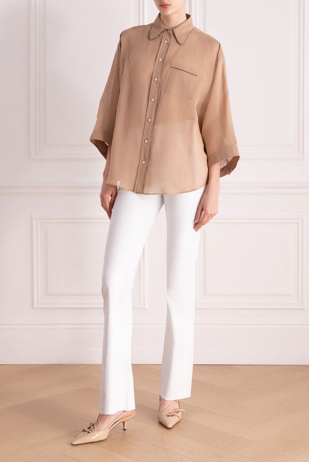 Max&Moi pants made of genuine leather for women white 178152 - photo 3