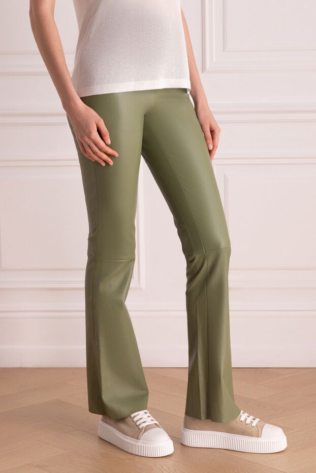 Max&Moi pants made of genuine leather for women green 178155 - photo 3