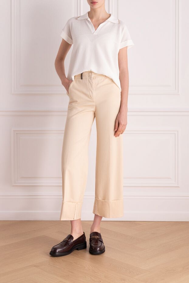 Peserico cropped trousers with wide cuffs and high waist beige 178166 - photo 2