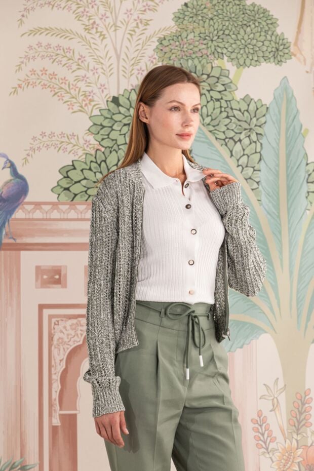 Peserico polyester and viscose cardigan for women white 178174 - photo 2