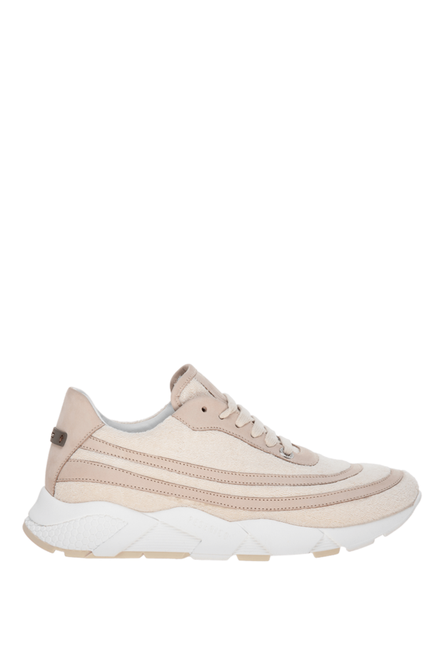 Peserico cotton and leather sneakers for women beige 178181 - photo 1