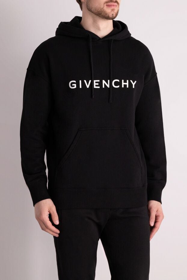 Givenchy black men's straight-cut hoodie with a hood and a logo 178223 - photo 3