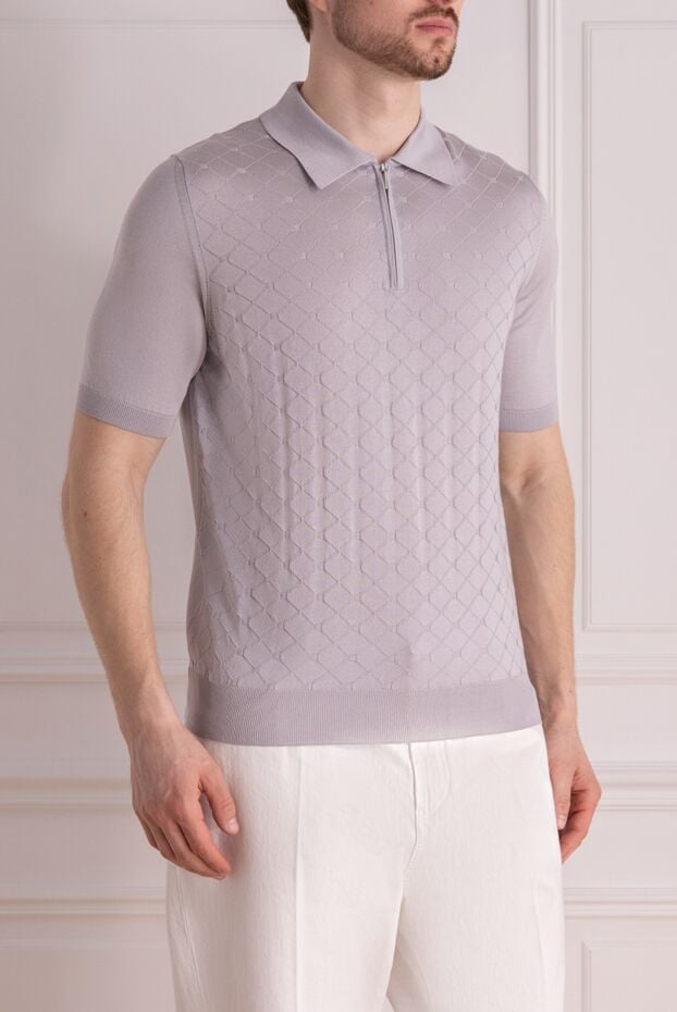 Cesare di Napoli men's gray silk polo with pattern 178330 - photo 3