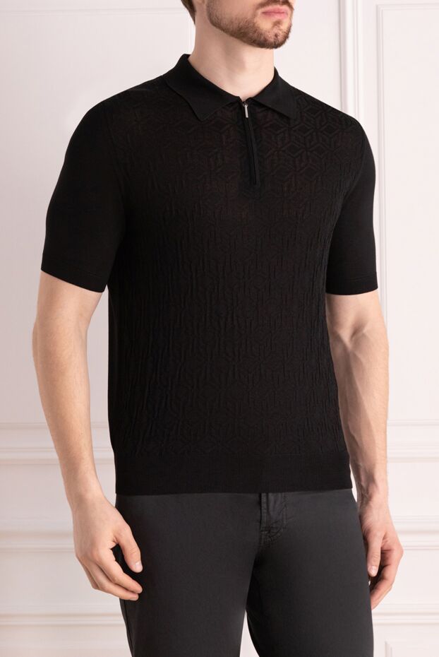 Cesare di Napoli short-sleeve polo shirt with a textured silk pattern 178337 - photo 3